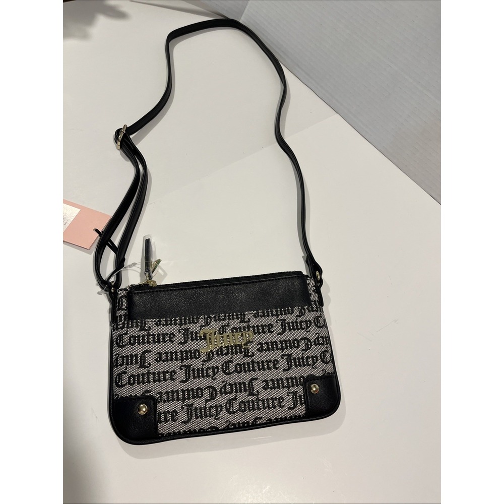 Juicy Couture Black Bestseller Pullout Pouch Crossbody Purse Adjustable Strap